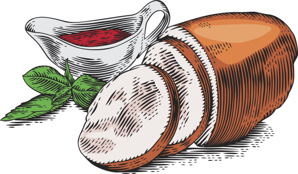 熏猪肉加罗勒和红酱图片下载