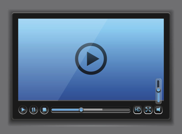 蓝色光滑的视频播放器模板图片下载