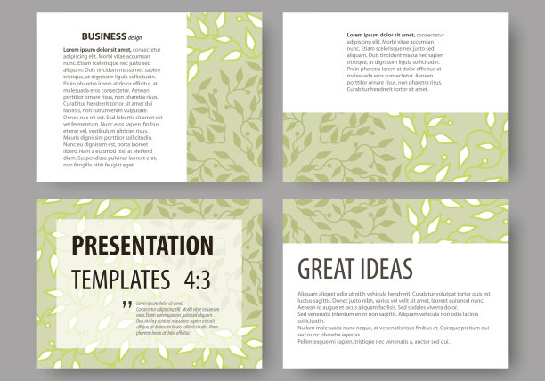 业务模板，演示幻灯片。易于编辑的布局，平面设计。绿色图片下载