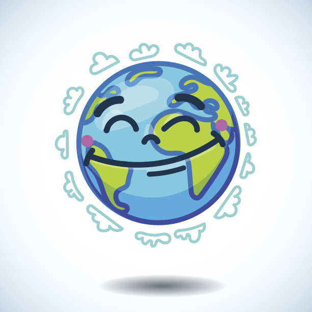 卡通涂鸦中的微笑地球仪(地球)图片下载