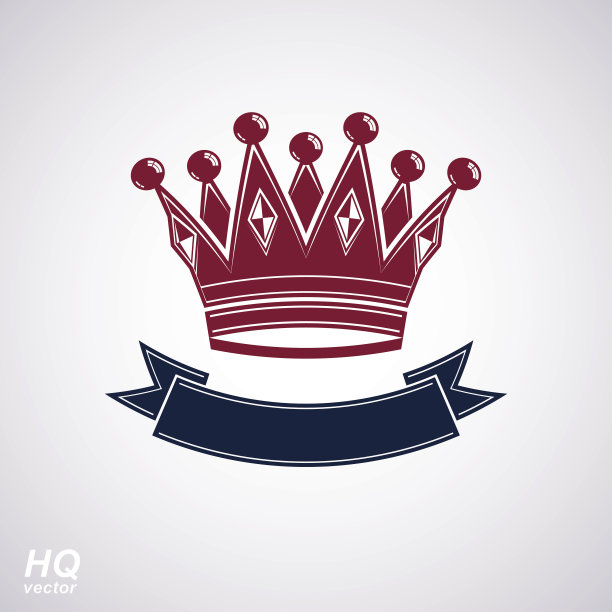 向量皇冠与波状带。设计元素素材图片