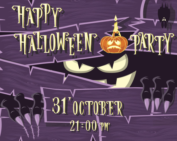 万圣节横幅:可怕的脸的怪物。矢量图图片下载