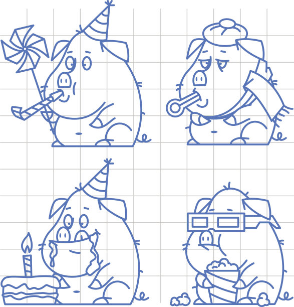 猪字涂鸦概念集1图片下载