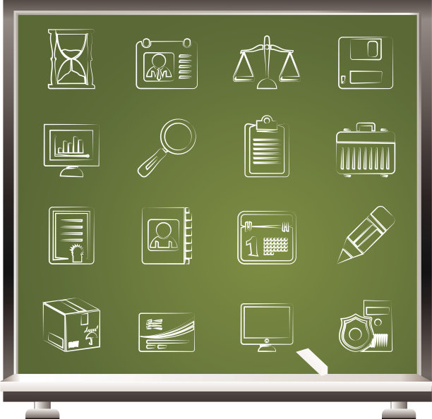 用粉笔画的商业和办公室图标图片下载