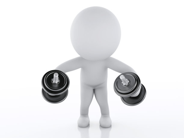 3d白人和哑铃。体育的概念图片下载