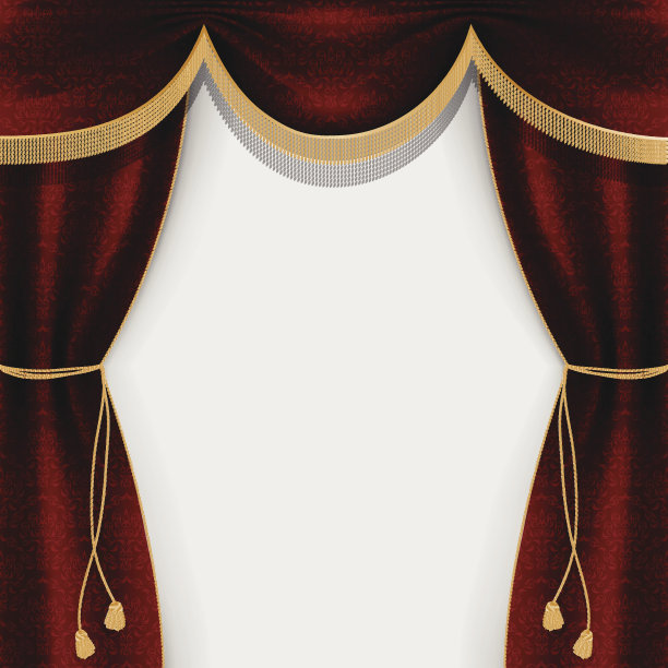 用流苏和流苏装饰的剧场窗帘素材图片