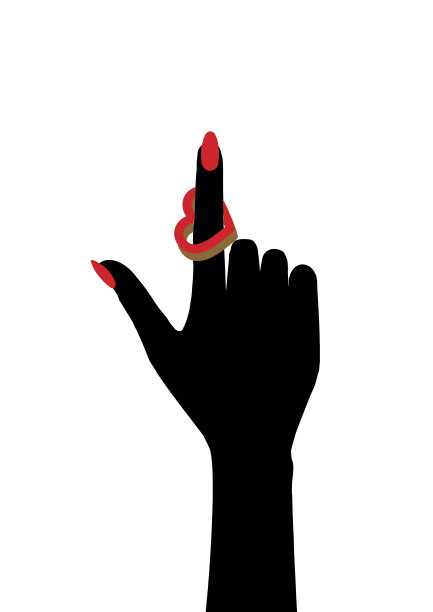 手指上有颗心的女人的手图片下载