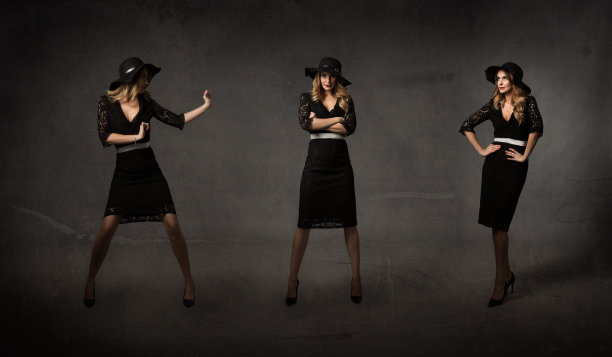 时尚的模特在三姿势图片下载