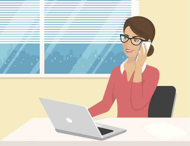 身穿玫瑰色衬衫坐在办公室里的商务女性图片下载