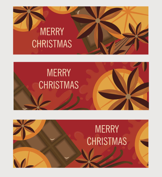 橙色和香料的圣诞横幅。传单。圣诞节的背景。向量图片下载