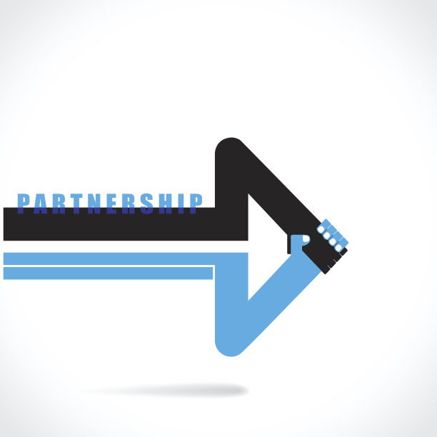 创意箭头符号和握手抽象设计符号。图片下载