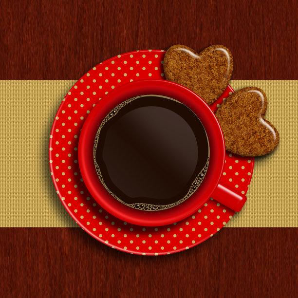 一杯咖啡，两块情人节饼干图片下载