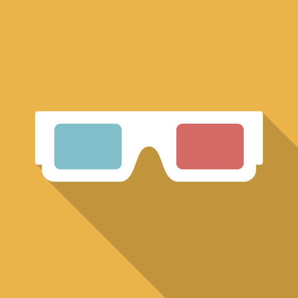 3d眼镜图标与长阴影。图片下载