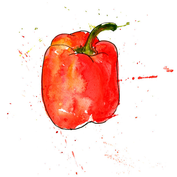 水彩甜辣椒图片下载