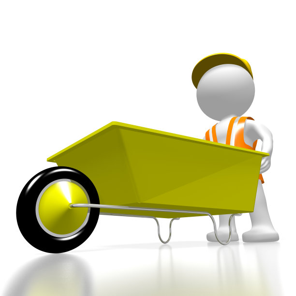 3D工作者与独轮车图片下载