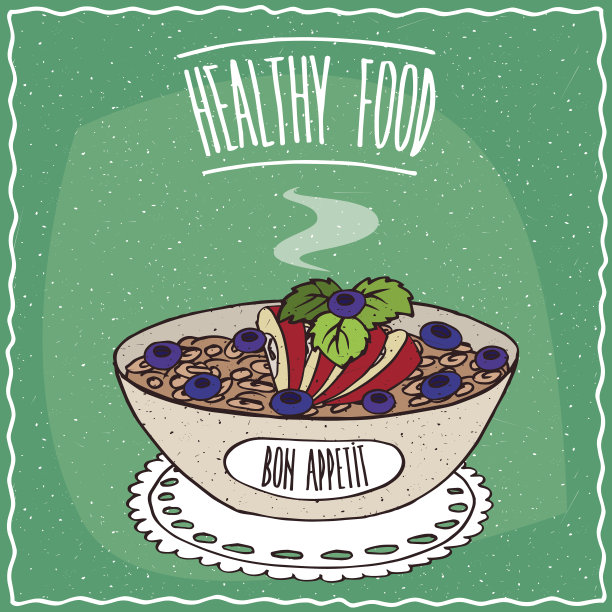 一碗苹果和蓝莓燕麦粥图片下载