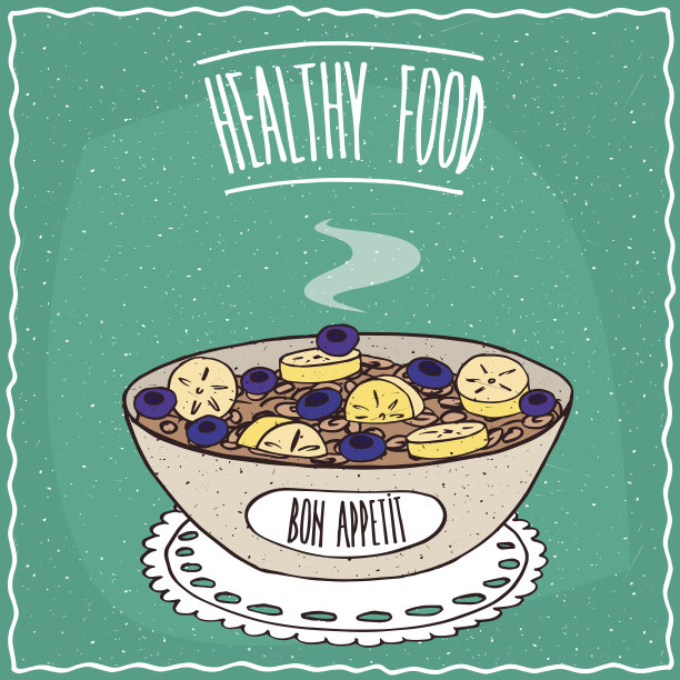 一碗香蕉和蓝莓燕麦粥图片下载