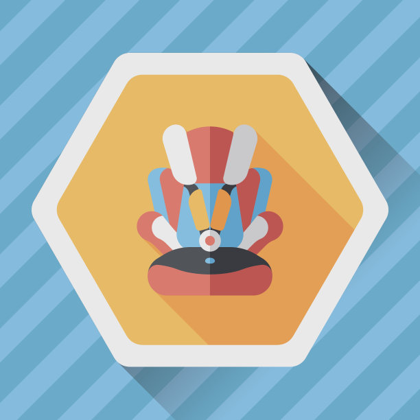 婴儿汽车座椅平图标与长影子，eps10图片下载