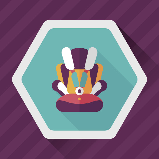 婴儿汽车座椅平图标与长影子，eps10图片下载