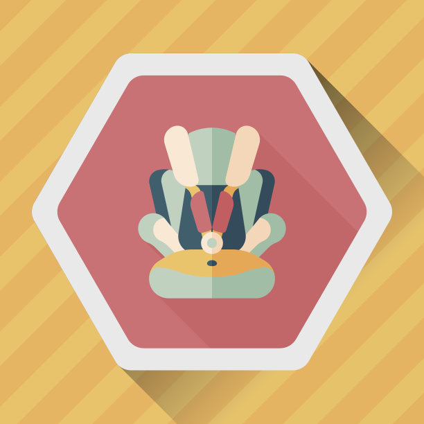 婴儿汽车座椅平图标与长影子，eps10图片下载