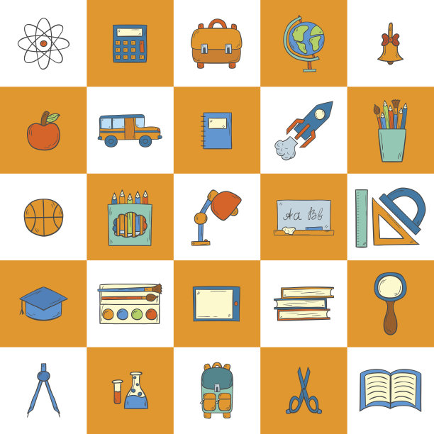 矢量手画回学校图标图片下载