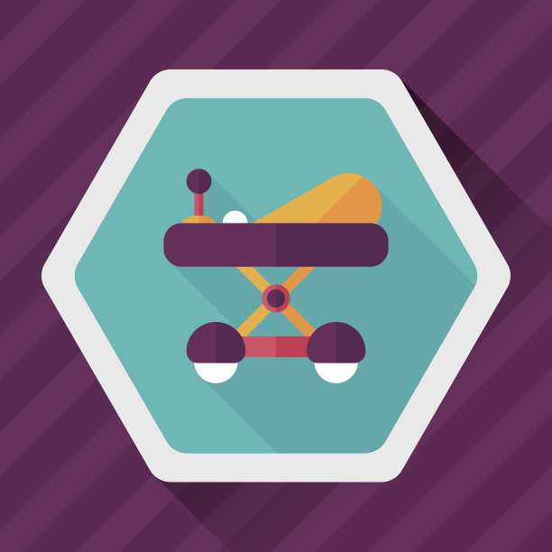 婴儿学步车扁平图标与长影子，eps10图片下载