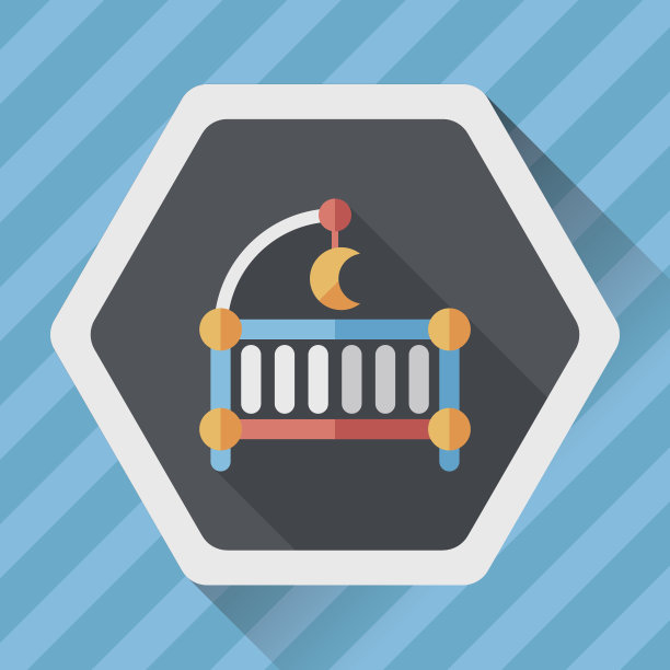 婴儿摇篮床与长影子的图标，eps10图片下载