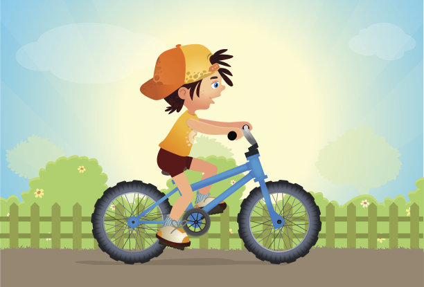 小男孩和自行车图片下载
