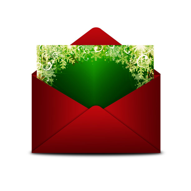 圣诞卡放在红信封里，隔着白信封图片下载