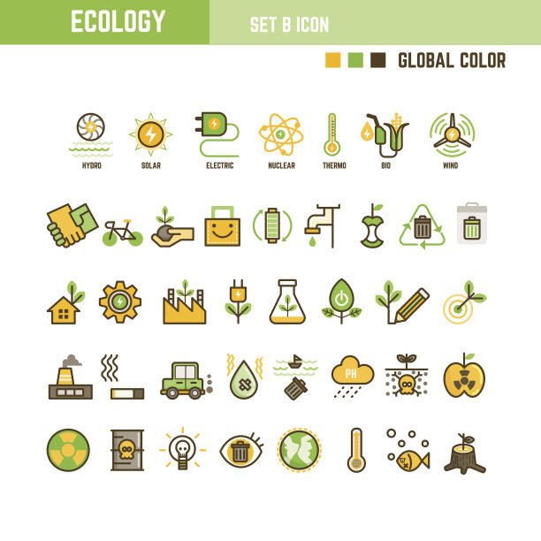 生态信息图元素集的轮廓图标图片下载