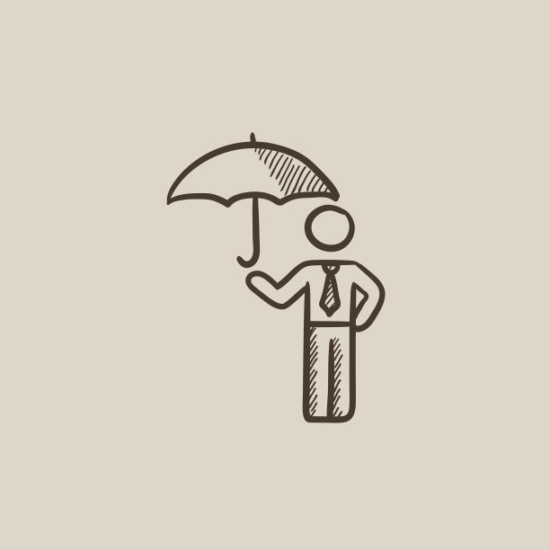 拿着雨伞的商人速写图标图片下载