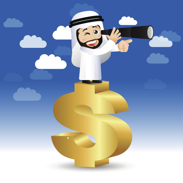 人物素材 - 阿拉伯商人与金钱符号图片下载