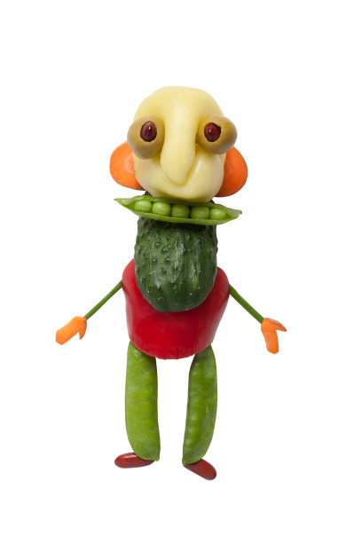 滑稽的秃头，留着蔬菜做的胡子图片下载