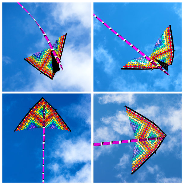 五颜六色的风筝在湛蓝的天空中飞翔图片下载