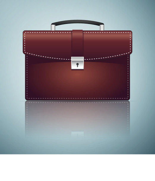公文包红色商业图标孤立在蓝色背景。矢量图图片下载