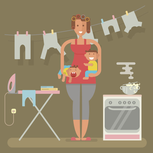 滑稽卡通风格的家庭主妇图片下载