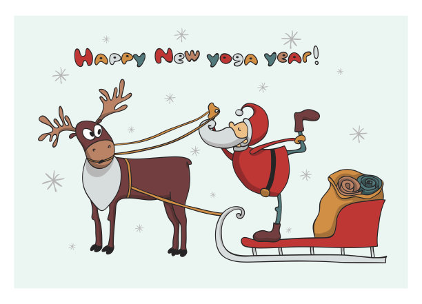 圣诞老人在圣诞车里做瑜伽图片下载