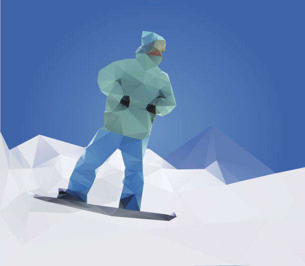 在山上滑雪，矢量图片下载