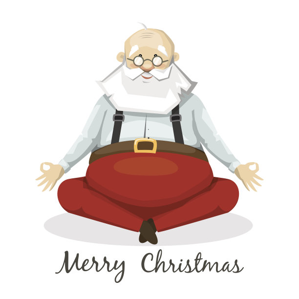 圣诞老人瑜珈。以瑜伽姿势坐着图片下载
