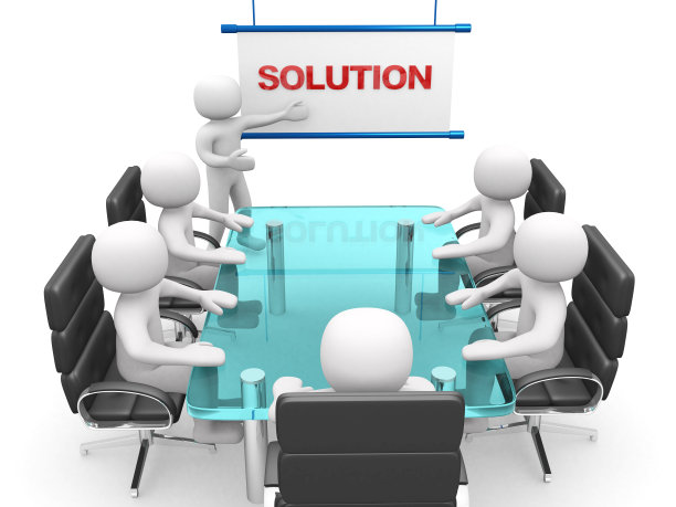 3d白人商人在车间。演讲图片下载