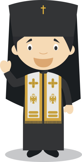 东正教牧首卡通人物。矢量图图片下载