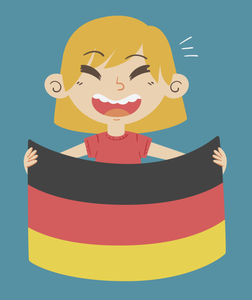 卡通女孩举着德国国旗图片下载