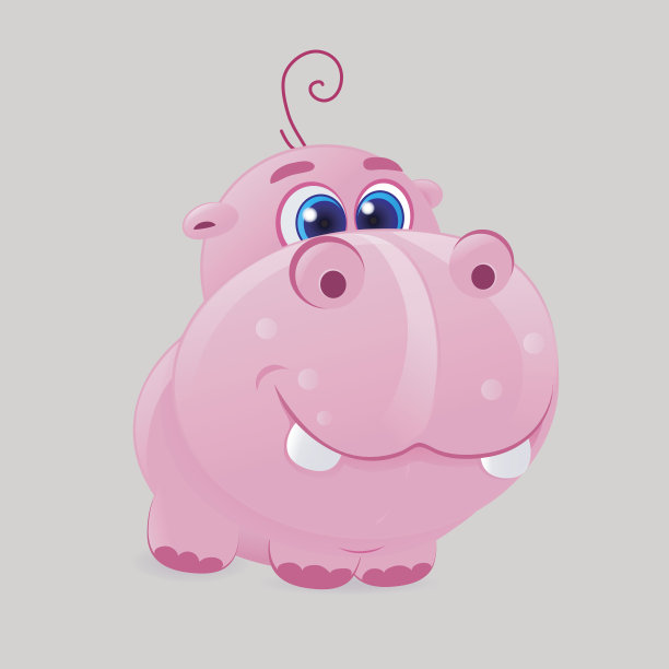 卡通粉红色河马图片下载