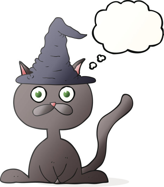 思想泡泡卡通万圣节猫图片下载