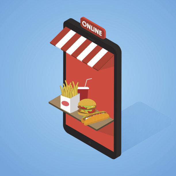快餐图标设置等距。平板电脑,手机。图片下载
