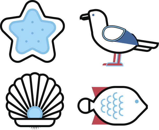 海洋生物图标矢量图图片下载