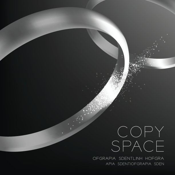 结婚戒指铂金银闪耀半圆风格图片下载