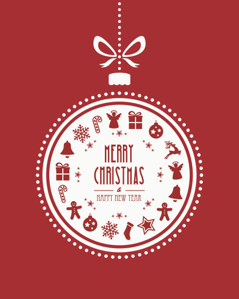 圣诞彩球装饰红色背景图片下载