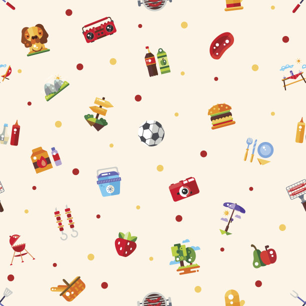 平面设计的模式烧烤，夏季野餐图标和信息图图片下载