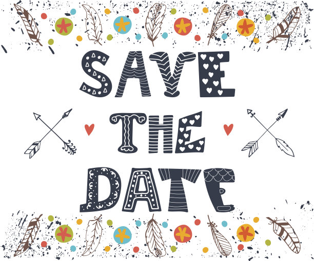 保存日期。婚礼邀请卡可爱的背景素材图片